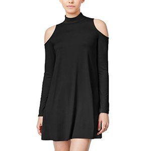 Planet Gold Longsleeve Mockneck Dress with Peekaboo Shoulders